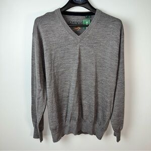 Orvis Men’s Merino Wool V-Neck Sweater Gray Size L NWT